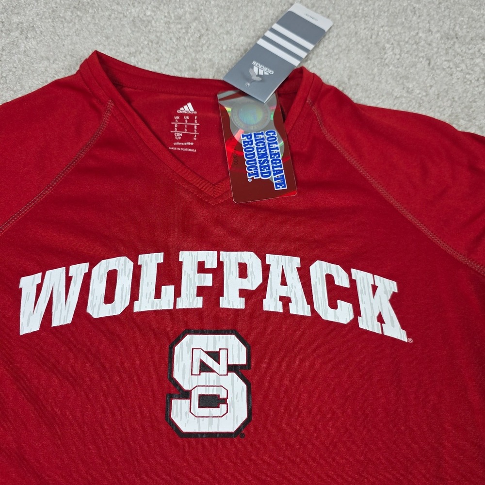 Adidas Sport‎ Performance T-Shirt Womens Size S Red NC State Wolfpack NCAA NWT